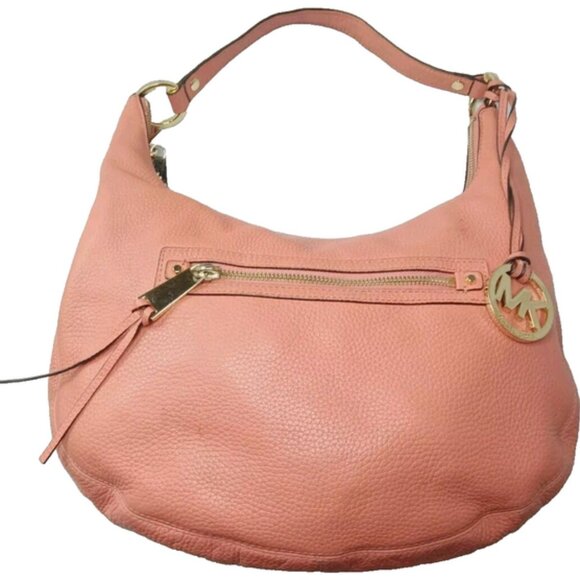 Michael Kors Rhea Zip Leather Hobo Burnt Orange Shoulder Bag Medium Size - Picture 1 of 12